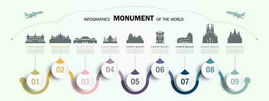 resa landmärke infographic värld monument mall. modern infographic vektor