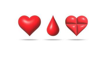 Herz und Blut 3d Vektor Illustration auf Weiß Hintergrund.