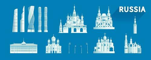 ryssland isolerat arkitektur ikon uppsättning och symbol med Turné Europa. vektor