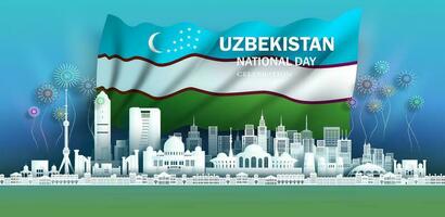 Jahrestag Feier Unabhängigkeit Usbekistan Tag und Reise Sehenswürdigkeiten samarkand Stadt. vektor