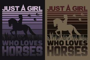 bara en flicka vem förälskelser hästar, häst skjorta, häst älskare skjorta, djur- älskare skjorta, bruka skjorta, jordbrukare skjorta, häst t-shirt, gåva för häst ägare, gåva för henne, gåva för häst älskande vektor