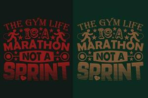 das Fitnessstudio Leben Marathon- nicht ein Sprint, Fitnessstudio Shirt, trainieren Shirt, Fitnessstudio Liebhaber Shirt, Fitness Shirt, Sport Liebhaber Geschenk, Geschenk zum Fitnessstudio Liebhaber, Sport Shirt, süß Fitnessstudio Shirt, trainieren Tee, Fitnessstudio Heben Hemd vektor