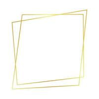 guld geometrisk polygonal ram med lysande effekter isolerat på vit bakgrund. tömma lysande konst deco bakgrund. vektor illustration.