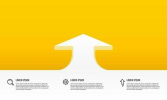 företag presentation vit pilar och 3 alternativ gul bakgrund mall. vektor illustration.