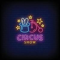 cirkus show neonskyltar stil text vektor