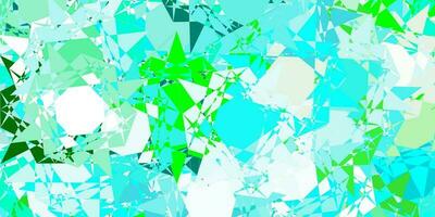 hellblaue, grüne Vektorschablone mit Dreiecksformen. vektor