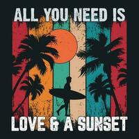 Allt du behöver är kärlek och en solnedgång vektor