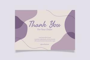schön danken Sie Karte lila Pastell- Design Vorlage dekoriert mit organisch Klecks Objekt. geeignet zum online Geschäft Mode, Schönheit, Kosmetik, Essen Kuchen, usw vektor