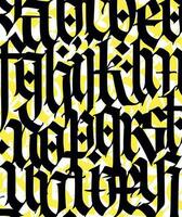 mönster, prydnad i de gotik stil. vektor. medeltida alfabet. trendig svart brev på en vit bakgrund. kalligrafi och text. medeltida latin brev. vektor