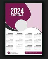 2024 kalender minimalistisk mall för kalender a4 layout design vektor