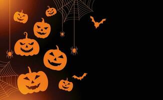 ein Halloween Hintergrund mit Kürbislaternen, Fledermäuse, und Krähen. vektor