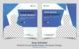 medizinisch Gesundheitswesen Sozial Medien Post Design vektor