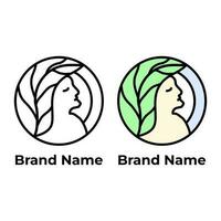 das Blatt und Mensch Kopf Logo Design im das gestalten von ein Kreis ist geeignet zum Geschäft Logos im das Gesundheit oder Plantage Sektor vektor