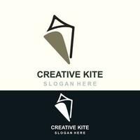 Drachen Logo Design. Papier Drachen handgezeichnet Stil und kreativ. minimalistisch, und Luxus Logo Vektor