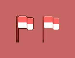 Pixel Illustration von ein winken rot und Weiß Flagge. indonesisch Flagge. Land. Pixel Kunst Stil Illustration. Vektor Elemente. Symbol oder Symbol