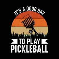 lustiger pickleball Spieler trägt retro Vintagen pickleball T-Shirt Entwurf zur Schau vektor