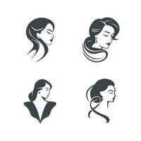 stilvoll Damen Frisuren Silhouette, Schönheit Salon Logo Vorlagen. Symbol einstellen Vektor Illustration