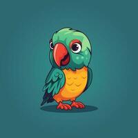 süß Papagei Karikatur Maskottchen Charakter mit Spaß Farbe. Vektor Illustration