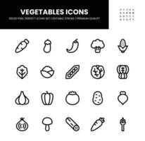 Gemüse Symbole einstellen im 32 x 32 Pixel perfekt mit editierbar Schlaganfall vektor