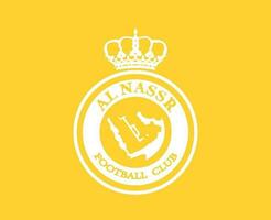 al nassr klubb logotyp symbol vit saudi arabien fotboll abstrakt design vektor illustration med gul bakgrund