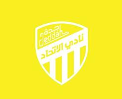 al ittihad klubb symbol logotyp vit saudi arabien fotboll abstrakt design vektor illustration med gul bakgrund