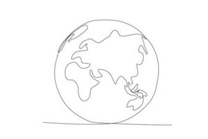 jord jordklot. enda kontinuerlig linje runda global Karta geografi grafisk ikon. enkel ett linje dra klotter för utbildning begrepp. isolerat vektor illustration minimalistisk design.