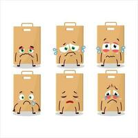 mat väska tecknad serie karaktär med ledsen uttryck vektor
