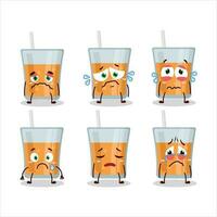 papaya juice tecknad serie karaktär med ledsen uttryck vektor