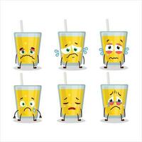 banan juice tecknad serie karaktär med ledsen uttryck vektor