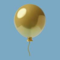 3d golden Helium Luft Ballon. drei dimensional Urlaub dekorativ Objekt im Karikatur minimal Stil auf Blau Hintergrund. isoliert Vektor Design Element.