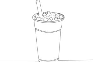 Single kontinuierlich Linie Zeichnung Eis trinken Tasse. schnell Essen vektor