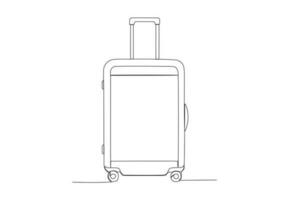 ett kontinuerlig linje teckning av resväska. klassisk reser Artikel begrepp enda linje dra grafisk design vektor illustration