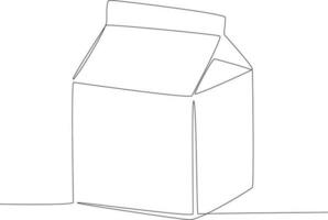 Single kontinuierlich Linie Zeichnung Mini Box Milch. schnell Essen vektor