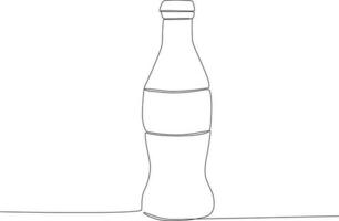 Single kontinuierlich Linie Zeichnung Flasche trinken. schnell Essen vektor