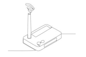 Signal Modem W-lan kontinuierlich Linie Zeichnung Element isoliert auf Weiß Hintergrund zum dekorativ Element. Vektor Illustration von Internet im modisch Gliederung Stil.