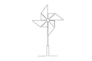 Vektor kontinuierlich einer Linie Zeichnung einstellen Windmühlen oder Wind Turbinen