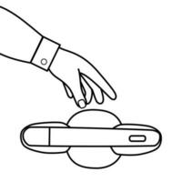 hand öppen de dörr av de bil. vektor platt översikt ikon illustration isolerat på vit bakgrund. redigerbar stroke.