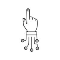 Roboter Hand Symbol, künstlich Intelligenz, Zukunft Technologie, dünn Linie Symbol auf Weiß Hintergrund - - Vektor Illustration.