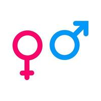 Symbole und Symbole zum männlich und weiblich im Rosa und Blau Farbe eben Design auf Weiß Hintergrund vektor