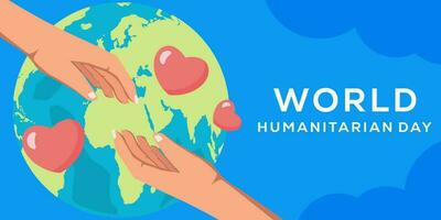 Welt humanitär Tag horizontal Banner Illustration im eben Design vektor