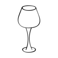 hand dragen vin glas illustration. alkohol dryck ClipArt i klotter stil. enda element för design vektor