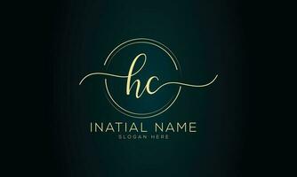 hc Initiale Handschrift Unterschrift Logo Design vektor