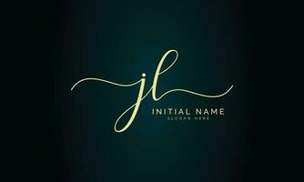 J L Initiale Handschrift Unterschrift Logo Design vektor