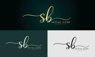 sb första handstil signatur logotyp design vektor
