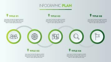 Infografik Vorlage zum Präsentationen und Eigenschaften Daten Visualisierung beinhaltet ein Prozess Diagramm mit Diagramme, Schritte, Optionen. das Konzept zum Marketing durch Abbildungen zum Fahrt zu Erfolg. vektor