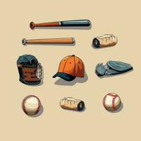 Baseball Ausrüstung einstellen Vektor Illustration