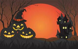 Halloween Nacht Hintergrund mit dunkel Kürbisse vektor