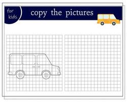 Kopieren ein Bild, ein lehrreich Spiel zum Kinder, ein Karikatur Auto, ein Cabriolet. Vektor Illustration auf ein Weiß Hintergrund