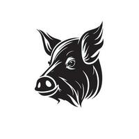 Schwein Kopf Silhouette Vektor Illustration. Bauernhof Tier oder Metzger Geschäft Grafik isoliert auf Weiß Hintergrund.