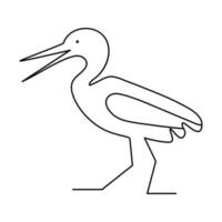 häger fågel enda linje teckning med fågel linje konst vektor design